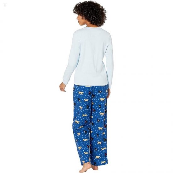 L.L.Bean Cozy Pajama Set Print Bright Blue Dog ID-acIJ8ZBb