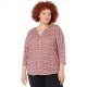 L.L.Bean Plus Size Streamside Tee Split-Neck 3/4 Sleeve Print Blush Geo Stripe ID-9FamDKpd