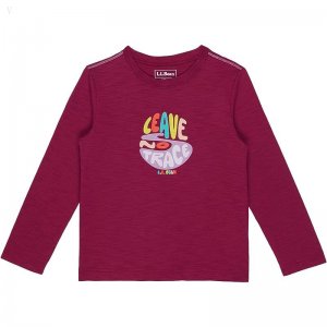 L.L.Bean Graphic Tee Glow in the Dark Long Sleeve (Big Kids) Plum Berry Leave No Trace ID-vROimbyU