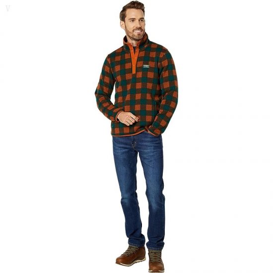 L.L.Bean Sweater Fleece Pullover Printed Russet Clay Buffalo ID-Jija7z1q