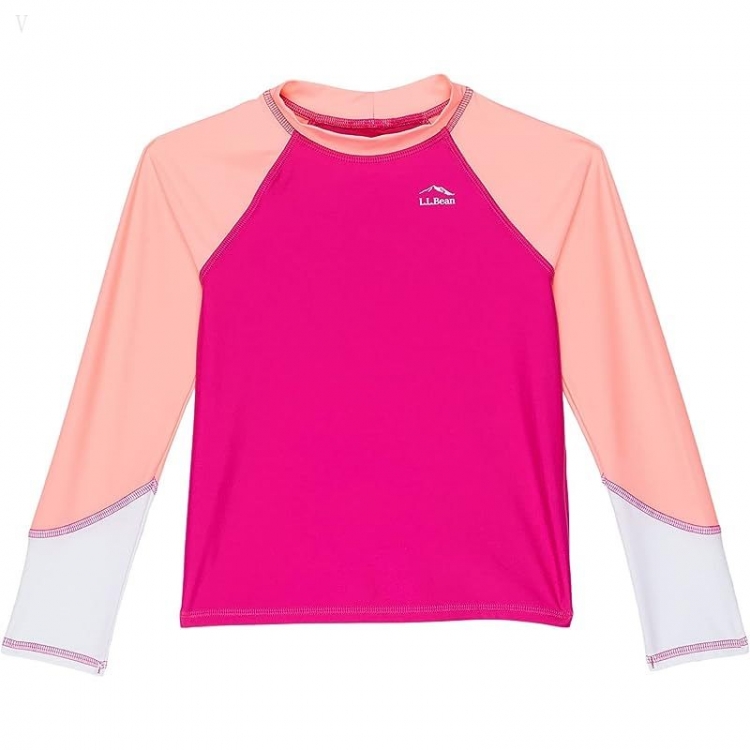 L.L.Bean Sun-and-Surf Swim Shirt (Little Kids) Wild Rose Color-Block ID-QcbBNXNU - Click Image to Close