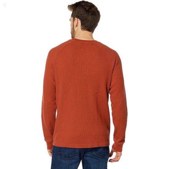 L.L.Bean BeanBuilt Waffle Henley Rust Orange ID-pcPGSIh9