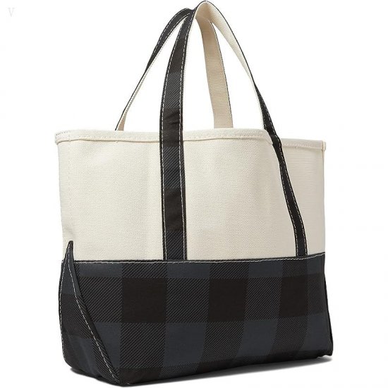 L.L.Bean High Bottom Tote Medium Shale Gray Buffalo Plaid ID-uK4VZuqx