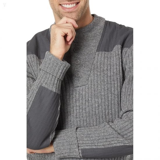 L.L.Bean Commando Fatigue Henley Sweater Gray Heather ID-AL5F83M6