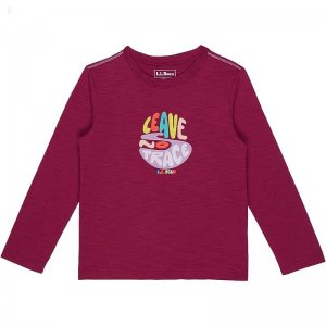 L.L.Bean Graphic Tee Glow in the Dark Long Sleeve (Little Kids) Plum Berry Leave No Trace ID-Kk0CHLaD