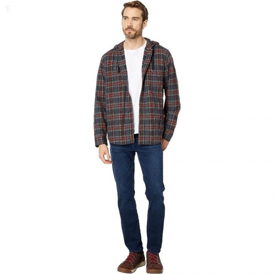 L.L.Bean Scotch Plaid Hooded Shirt Slightly Fitted Regular Grey Stewart ID-GRRl6GE8