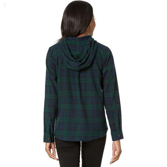 L.L.Bean Scotch Plaid Flannel Relaxed Fit Hoodie Black Watch ID-uGLxOlME