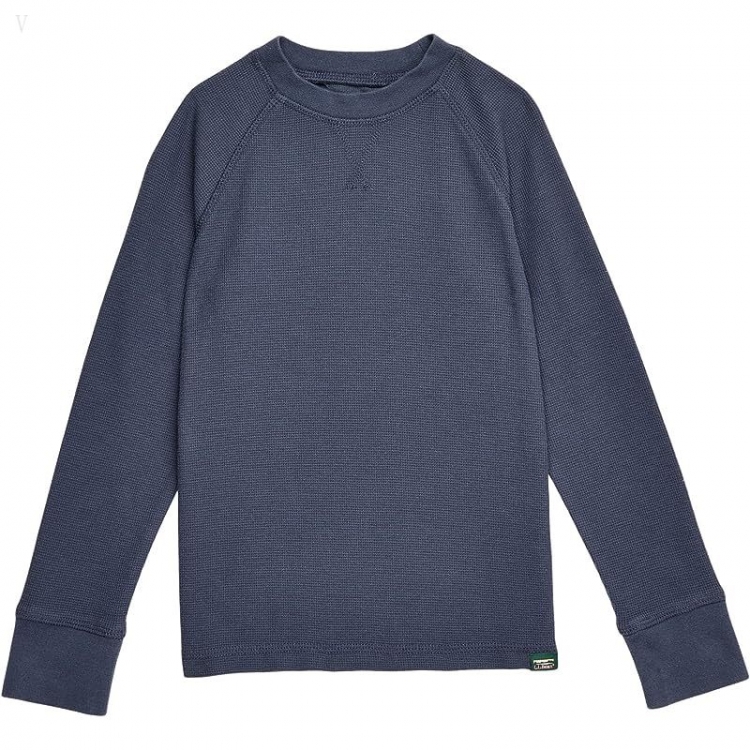 L.L.Bean Unshrinkable Mini Waffle Long Sleeve (Little Kids) Carbon Navy ID-XfG5Rzcs - Click Image to Close
