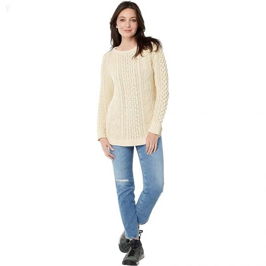 L.L.Bean Signature Cotton Fisherman Tunic Sweater Beige ID-rTIW9U6Z