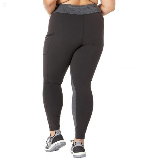 L.L.Bean Plus Size Boundless Performance Pocket Tights Color-Block Charcoal Heather/Classic Black ID-jquRX3YX
