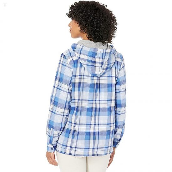 L.L.Bean Fleece Lined Flannel Shirt Hoodie Plaid Bright Capri ID-rtA97PSF