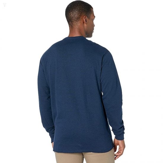 L.L.Bean River Driver Shirt Long Sleeve Henley Regular Bright Navy Heather ID-hIkqjE6d