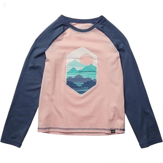L.L.Bean Organic Baseball Tee (Big Kids) Blush Horizon ID-mbP3OSPh