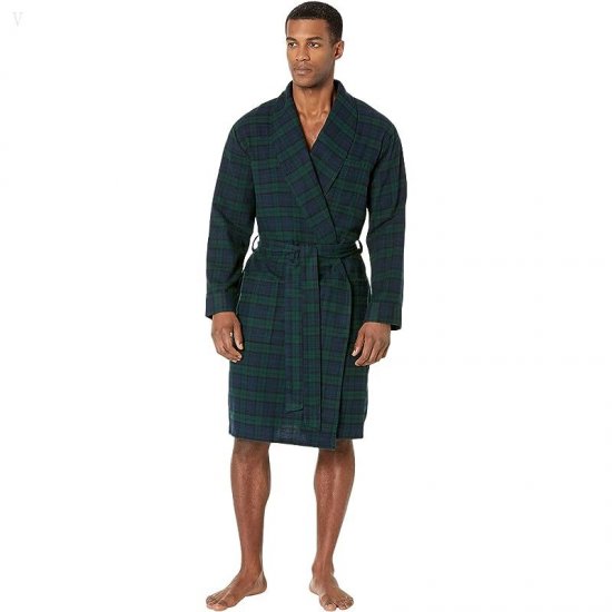 L.L.Bean Scotch Plaid Flannel Robe Regular Black Watch Tartan ID-37DKY8nv
