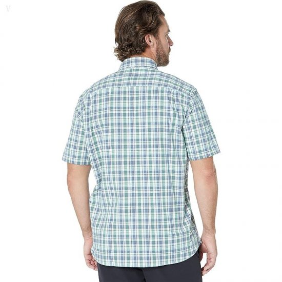 L.L.Bean Comfort Stretch Chambray Shirt Short Sleeve Traditional Fit Plaid - Tall Light Everglade ID-RfsQwjCI