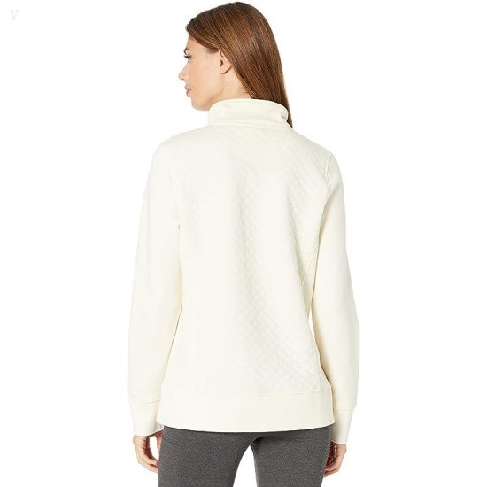 L.L.Bean Quilted Sweatshirt 1/4 Zip Pullover Long Sleeve Cream ID-RpIaBW87