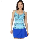 L.L.Bean Slimming Swimwear Tankini Top Print Arctic Blue Ikat ID-LhWMhZ4z