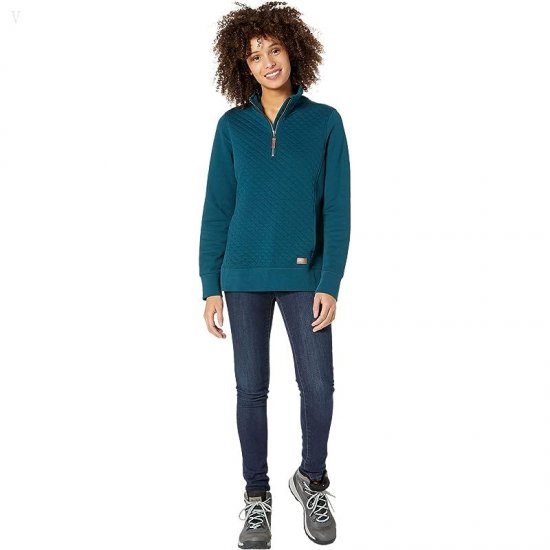 L.L.Bean Quilted Sweatshirt 1/4 Zip Pullover Long Sleeve Deep Admiral Blue ID-cU9HkyCT