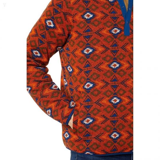 L.L.Bean Sweater Fleece Pullover Printed Light Mahogany Geo ID-NZon4b7y
