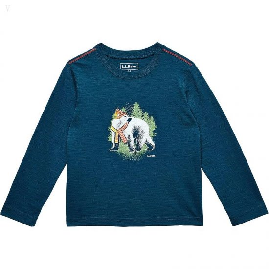 L.L.Bean Graphic Tee Glow in the Dark Long Sleeve (Big Kids) Deep Admiral Blue Bear ID-ijqTENq4