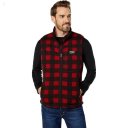 L.L.Bean Sweater Fleece Vest Printed Buffalo Plaid Garnet ID-WdPVpimE
