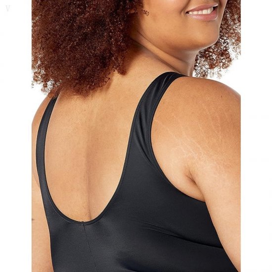 L.L.Bean Plus Size BeanSport Scoop Neck Tanksuit Black ID-dip25AS4