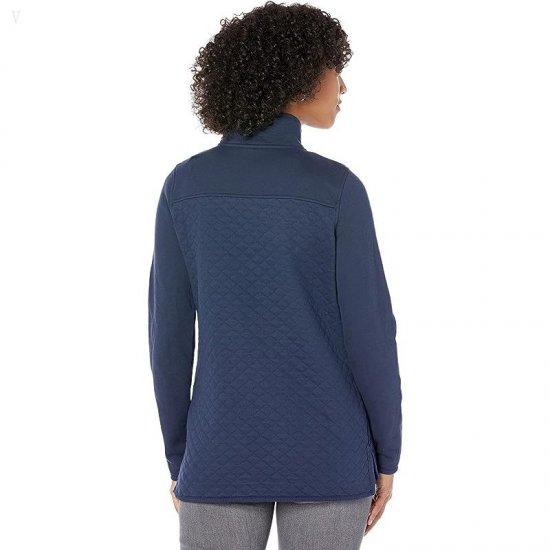 L.L.Bean Quilted Sweatshirt Mock Neck Tunic Classic Navy ID-4yl8lRZp