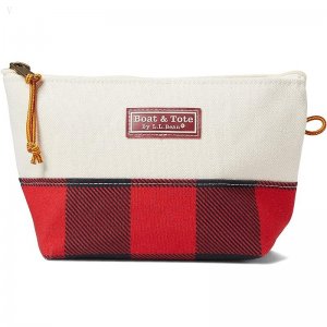 L.L.Bean Maine Canvas Zip Pouches Mountain Red Buffalo ID-sVUh9sxx