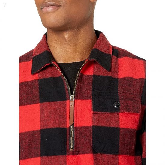 L.L.Bean Signature 1933 Chamois Cloth Trapper Shirt Regular Red Buffalo ID-f2ntjvei