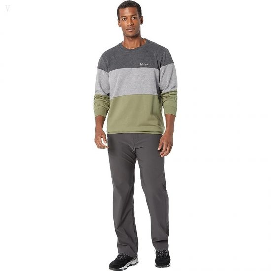 L.L.Bean 1912 Sweatshirt Crew Neck Color-Block - Tall Deep Olive/Charcoal Heather ID-1CzfTLKW