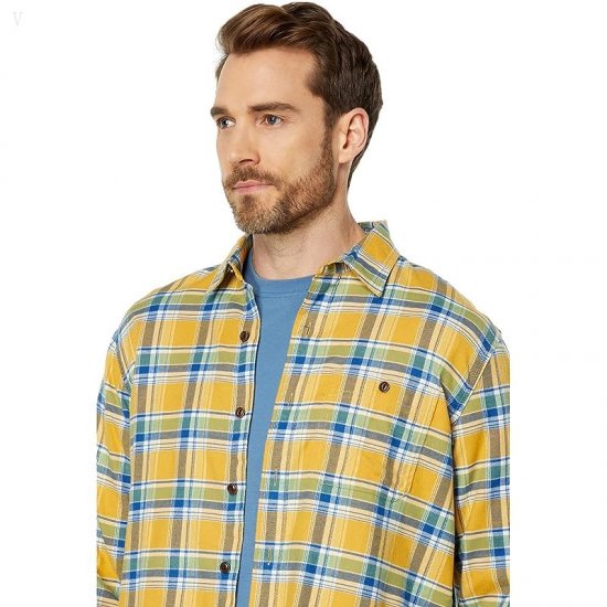 L.L.Bean BeanFlex All Season Flannel Shirt Long Sleeve Traditional Fit Warm Gold ID-P7JrMvlY