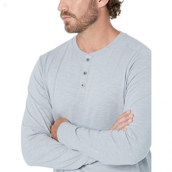 L.L.Bean Explorer Slub Tee Long Sleeve Henley Quarry Gray ID-O2ZYEWMc
