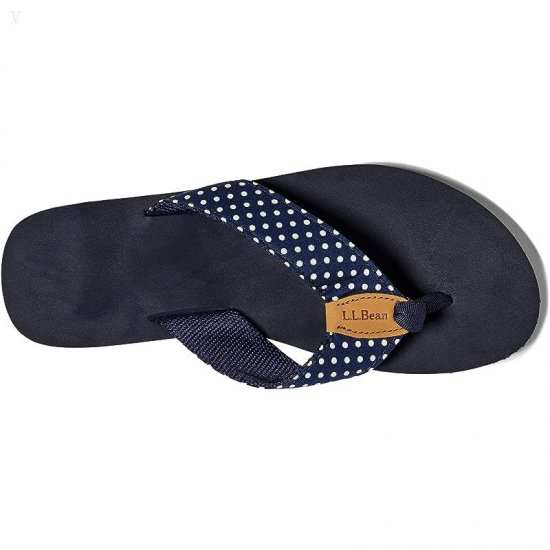L.L.Bean Classic Maine Isle Flip-Flop 3 Woven Print Darkest Navy/White Dot ID-GQnVuUI6