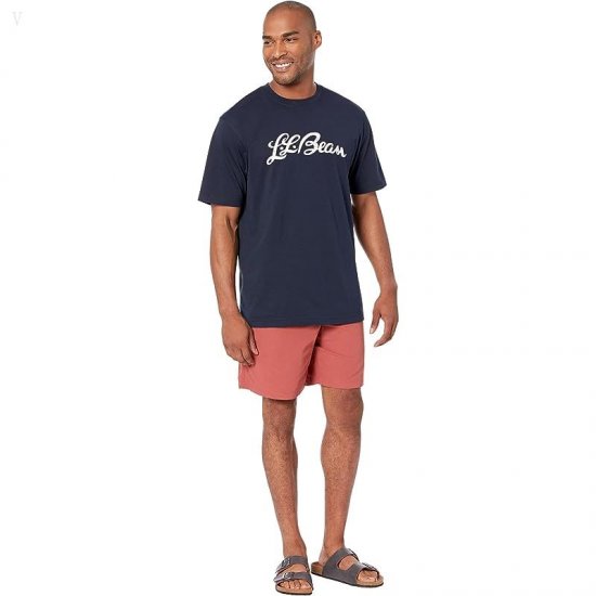 L.L.Bean Carefree Unshrinkable Tee without Pocket Short Sleeve Logo Navy Blue/Script Logo ID-NTTFcWzv