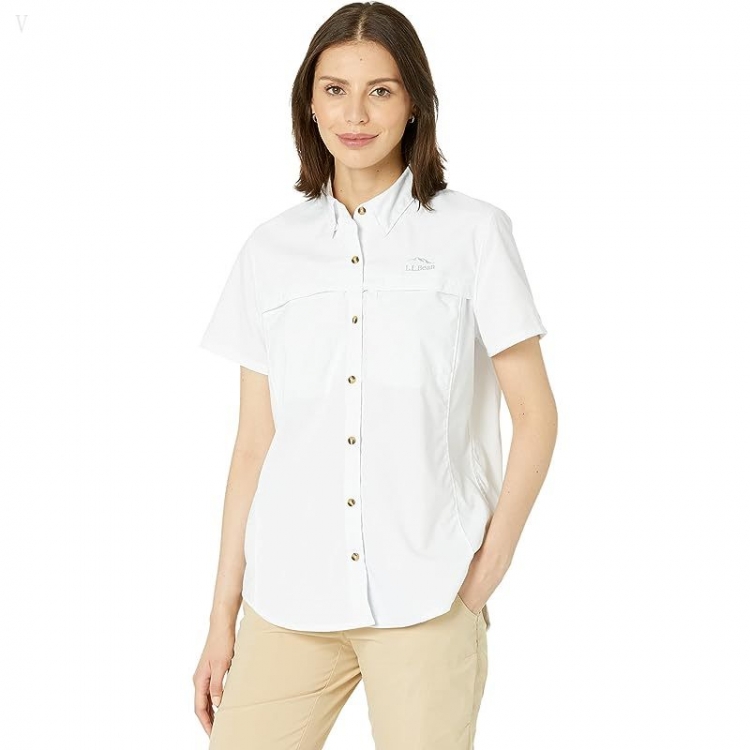 L.L.Bean Tropicwear Shirt Short Sleeve White ID-B9NsdVBf - Click Image to Close