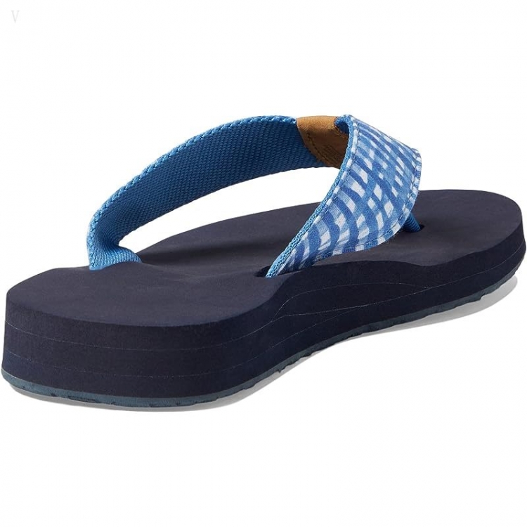 L.L.Bean Classic Maine Isle Flip-Flop 3 Woven Print Marine Blue Gingham ID-YUxY826a - Click Image to Close