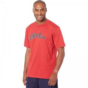 L.L.Bean Carefree Unshrinkable Tee without Pocket Short Sleeve Logo Maritime Red/Script Logo ID-kFlvhSu2