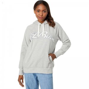 L.L.Bean 24/7 Sweats Hoodie Logo Light Gray Heather/Script Logo ID-lBHrfwTR