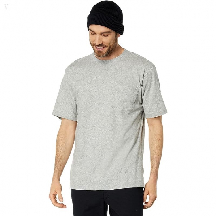 L.L.Bean Carefree Unshrinkable Tee with Pocket Short Sleeve Gray Heather ID-yutFdarE - Click Image to Close