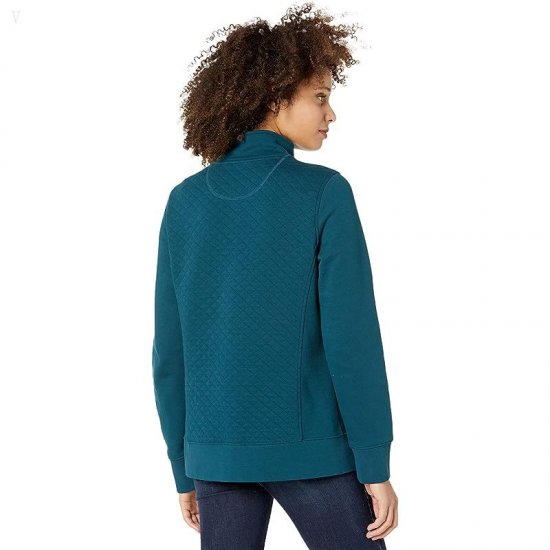 L.L.Bean Quilted Sweatshirt 1/4 Zip Pullover Long Sleeve Deep Admiral Blue ID-cU9HkyCT