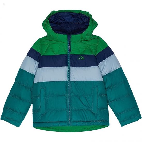 L.L.Bean Bean's Down Jacket Color-Block (Big Kids) Warm Teal ID-vndr8XvS