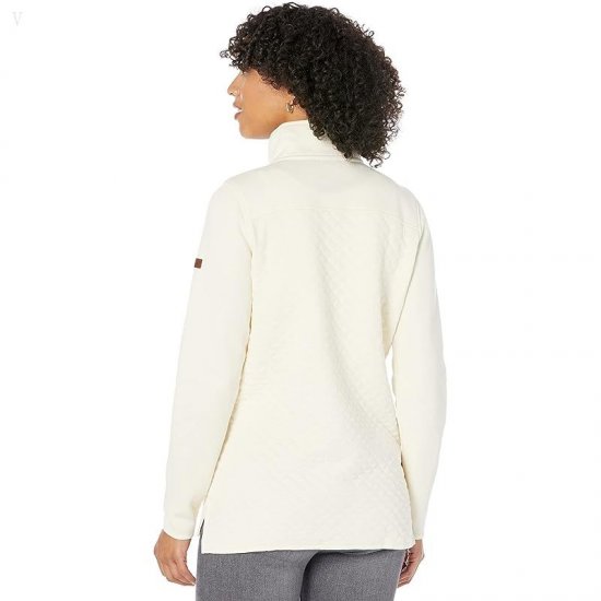 L.L.Bean Quilted Sweatshirt Mock Neck Tunic Cream ID-WM4ytiiX