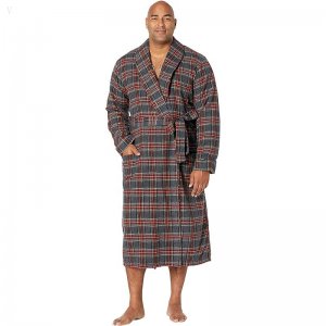 L.L.Bean Scotch Plaid Flannel Robe Sherpa Lined Tall Grey Stewart ID-8ZcKu07C