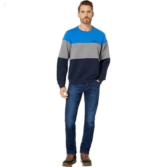 L.L.Bean 1912 Sweatshirt Crew Neck Color-Block Regular Classic Navy/Deep Sapphire ID-NoEoPxUE