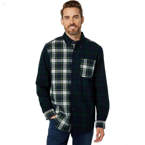 L.L.Bean Scotch Plaid Flannel Traditional Fit Shirt Black Watch Patchwork ID-TeS0sb9K