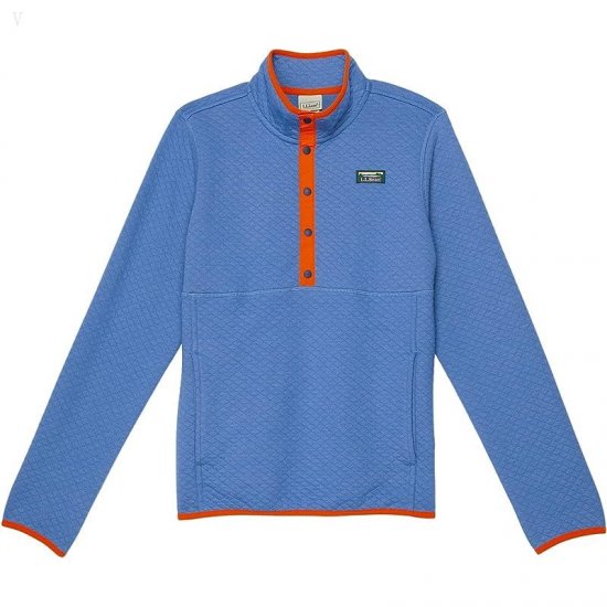 L.L.Bean Quilted Snap 1/4 Pullover Solid (Big Kids) Rustic Blue ID-8n5L0CeE