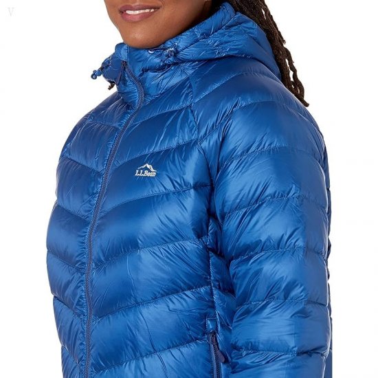 L.L.Bean Plus Size Ultralight 850 Down Hooded Jacket Ocean Blue ID-5w1lyqX9