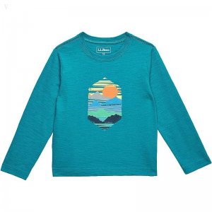 L.L.Bean Graphic Tee Glow in the Dark Long Sleeve (Big Kids) Teal Blue Horizon ID-c8MCUwAc