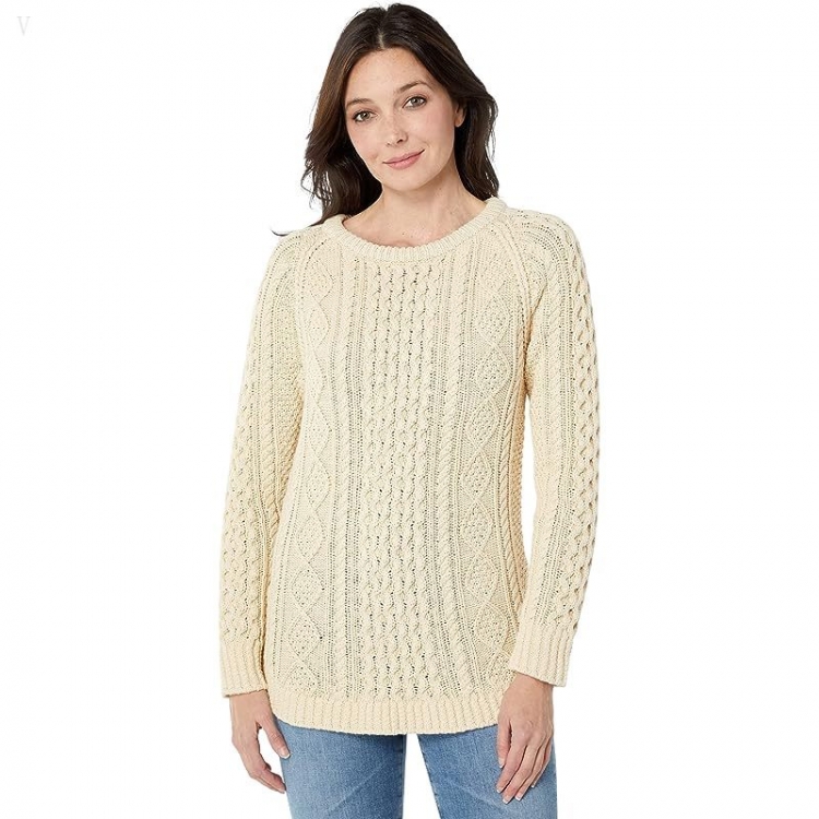 L.L.Bean Signature Cotton Fisherman Tunic Sweater Beige ID-rTIW9U6Z - Click Image to Close