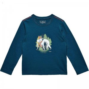 L.L.Bean Graphic Tee Glow in the Dark Long Sleeve (Big Kids) Deep Admiral Blue Bear ID-HbnvXW1d